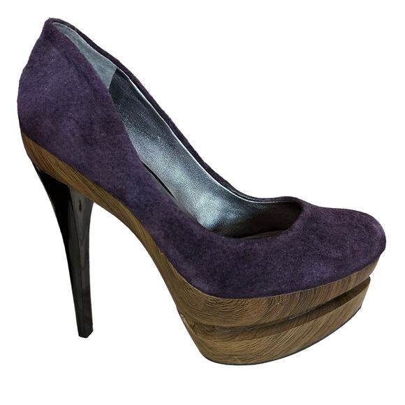 Jessica Simpson Colie pumps heels purple suede leather size 7B platform 5” heel - Picture 7 of 10